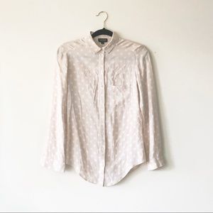 Cream and white polka dot blouse, top shop office wear, breathable and classic